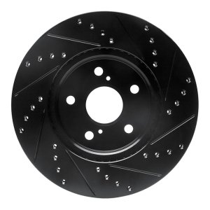 Lexus ES300 Brake Rotor (1) - Front Left - R1 Concepts - Drilled & Slotted - Black - `02-`15